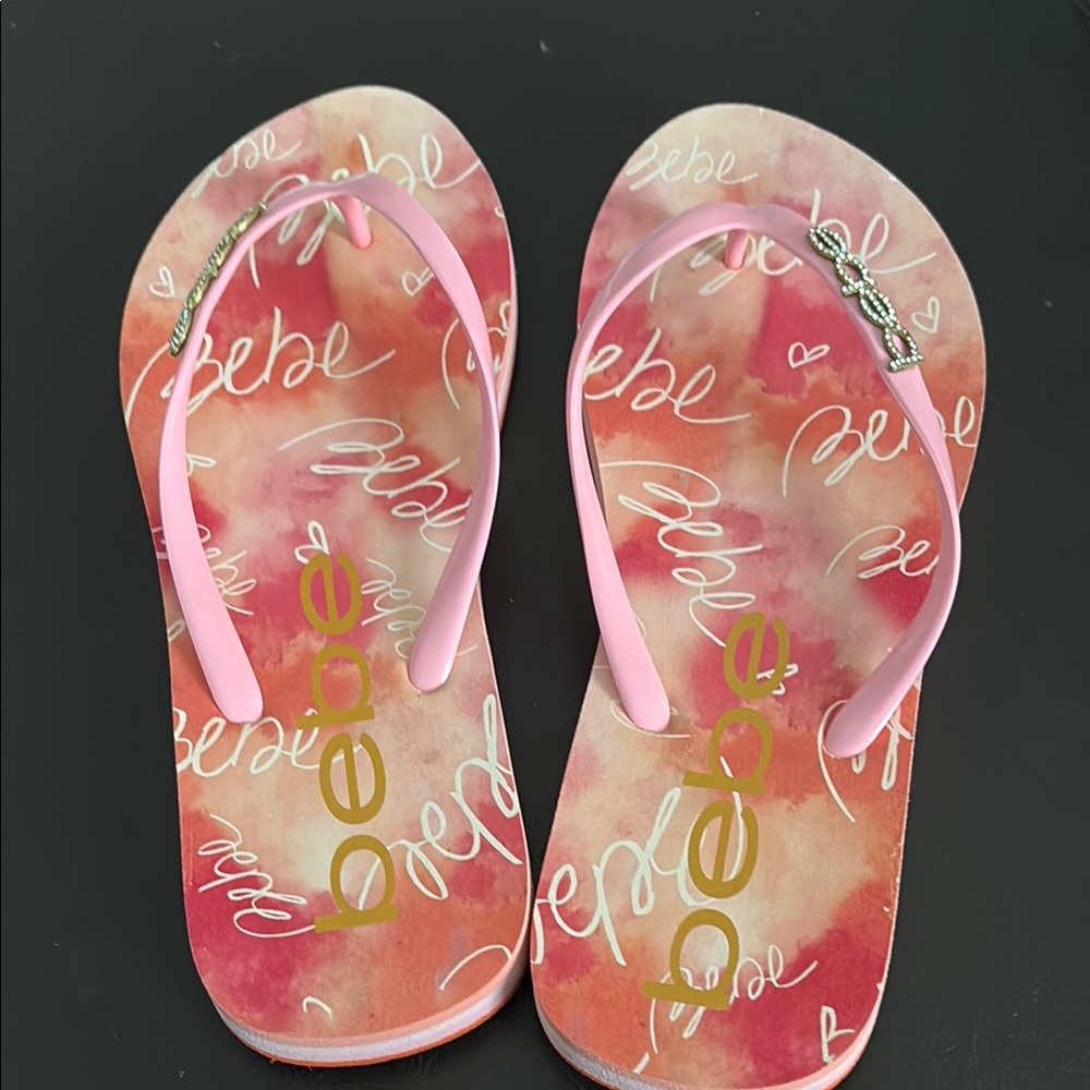 Bebe Pink and Orange Sandals with Decorative Design